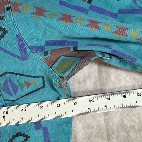 Wrangler Brushpopper Shirt 16 36 Blue Aztec Southwest Checotah Cowboy Rodeo VTG - Picture 8 of 8